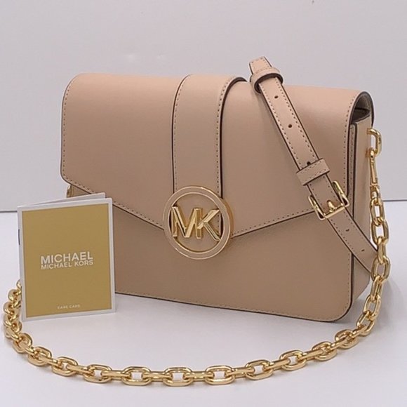 Michael Kors Carmen Medium Convertible Shoulder Bag Crossbody BUFF Leather - Picture 4 of 16